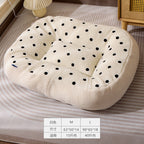 Elliptical polka dot plush pet bed; Circular thickened nest for pet pads; Winter warm cat beds, dog MATS, dog beds