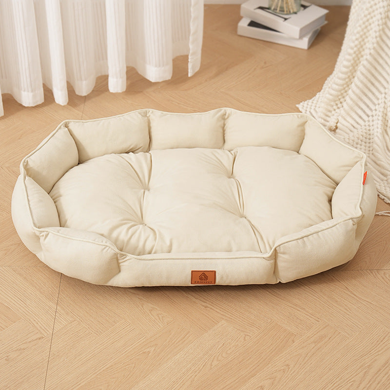 Suede imitation pet bed: A pet bed suitable for all seasons; Anti-slip pet mat Medium-sized dog ingot shaped dog mat; Dog bed pet mat