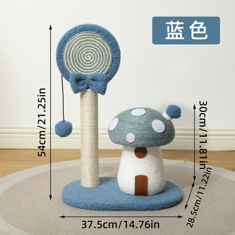 Mushroom lollipop-shaped cat scratch board Sisal vertical non-flaking cat paw board; Scratch-resistant and wear-resistant mushroom-shaped small cat scratch column