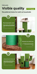 Cat Climbing Frame Solid Wood Home Cat Scratching Board Cat House Integrated Large Cat Toy Pet Fitness Multi-layer Cat Climbing Frame Cactus