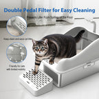 Stainless Steel Cat Litter Box Splash-Proof Large Semi-Enclosed Cat Toilet Pet Cleaning Supplies Open Cat Litter Tray