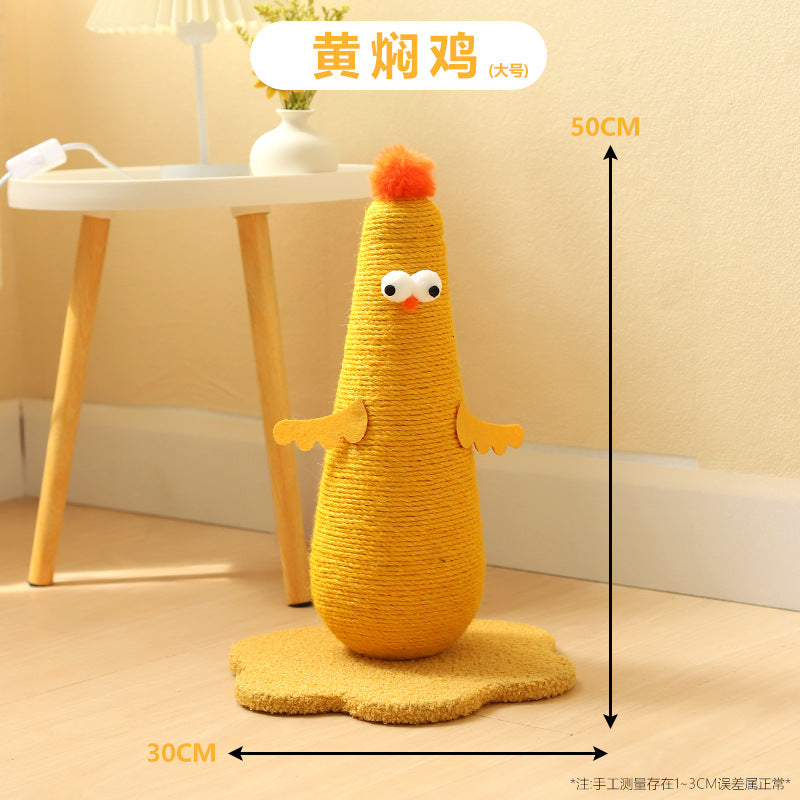 Chicken-shaped sisal claw grinding column, vertical scratch-resistant and non-flaking hemp rope column with grab board. Self-entertaining and boring cat climbing frame Pet supplies