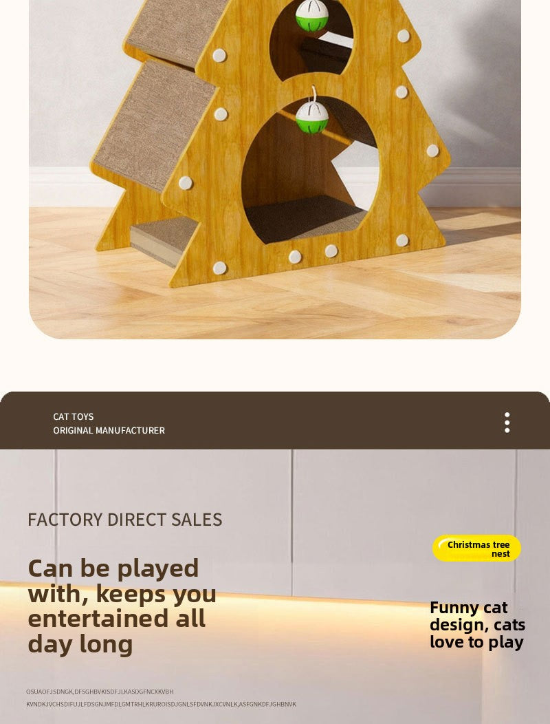 Christmas Tree Cat Scratching Board Cat Toy Corrugated Paper Cat Nest Wear-Resistant Cat Toy Cat Claw Board Non-Shedding All-Season Universal