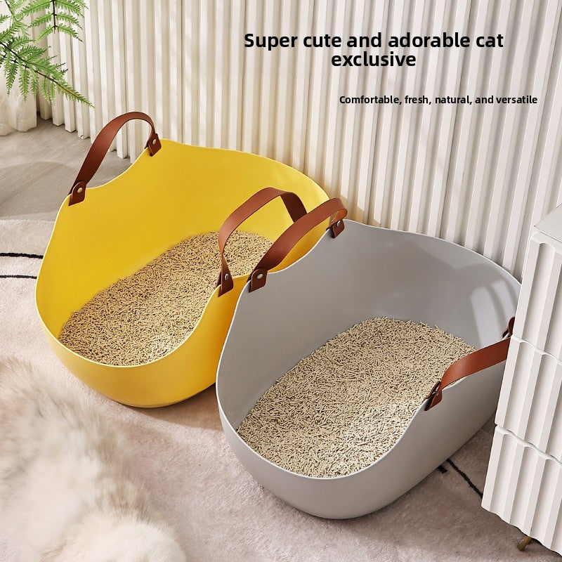 Portable Cat Litter Box Basket Large Car-mounted Cat Litter Box Foldable Portable Cat Toilet Outdoor Carry Splash-proof