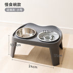 Dogs eat bowls and basins. Large dog cervical protection pet slow food bowl; Stainless steel rice bowl with high legs