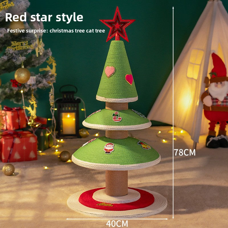Christmas Tree Sisal Cat Scratching Board Wear-Resistant Non-Shedding Cat Claw Board Cat Climbing Frame Nest Integrated Cat Scratching Post Cat Toy