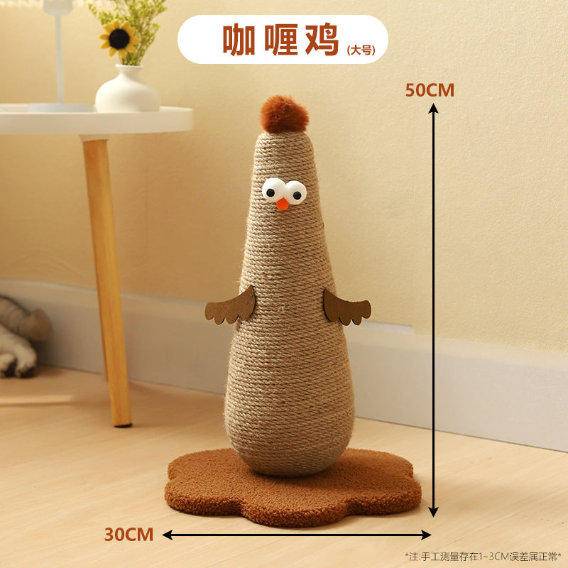 Chicken-shaped sisal claw grinding column, vertical scratch-resistant and non-flaking hemp rope column with grab board. Self-entertaining and boring cat climbing frame Pet supplies