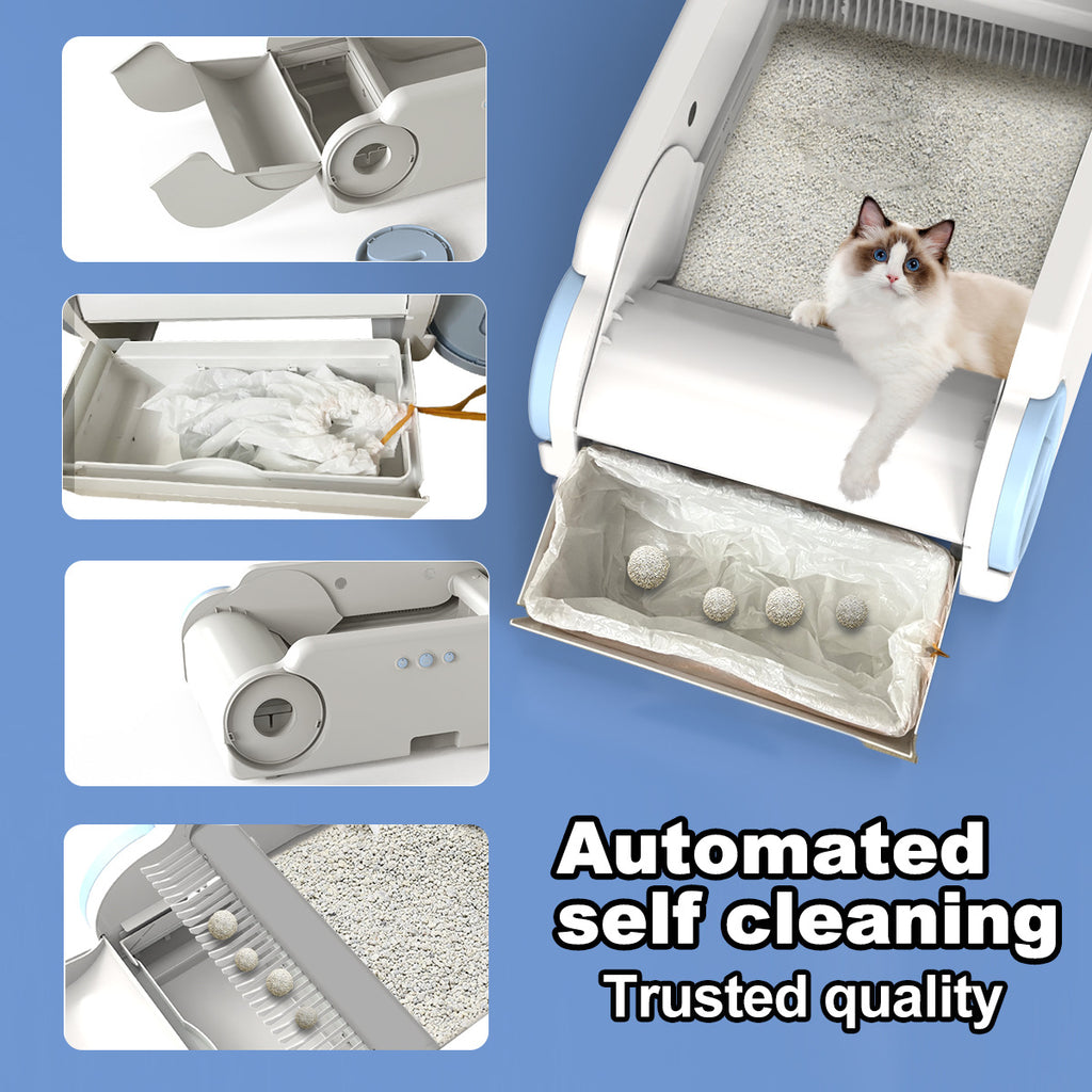Automatic Litter Scooper Cat Litter Box Pet Cat Smart Litter Box Cleaning Device Anti-Splash Cat Toilet WiFi Control