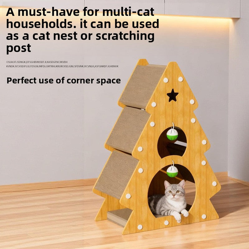 Christmas Tree Cat Scratching Board Cat Toy Corrugated Paper Cat Nest Wear-Resistant Cat Toy Cat Claw Board Non-Shedding All-Season Universal