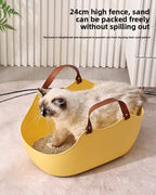 Portable Cat Litter Box Basket Large Car-mounted Cat Litter Box Foldable Portable Cat Toilet Outdoor Carry Splash-proof