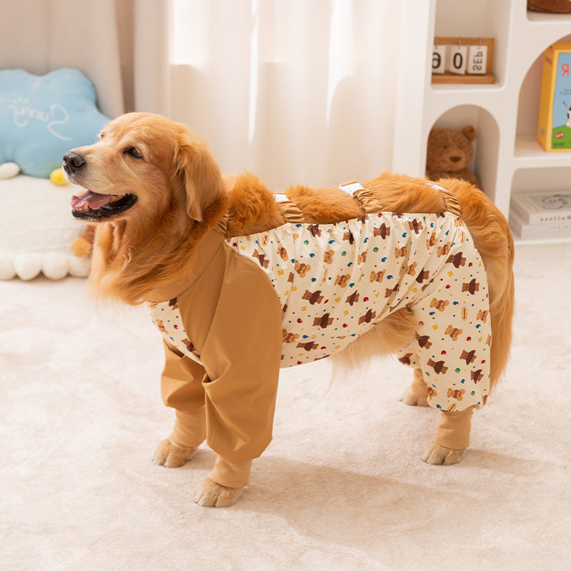 Pet dog dust-proof clothing for going out, full coverage on all four legs, waterproof and stain-resistant, comfortable and unrestrained. For large dogs
