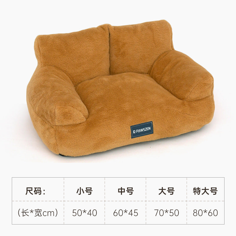 Rabbit fur sofa pet bed: Dog bed, cat bed, warm rabbit fur pet bed; Large detachable pet sofa; Winter dog sofa cat villa