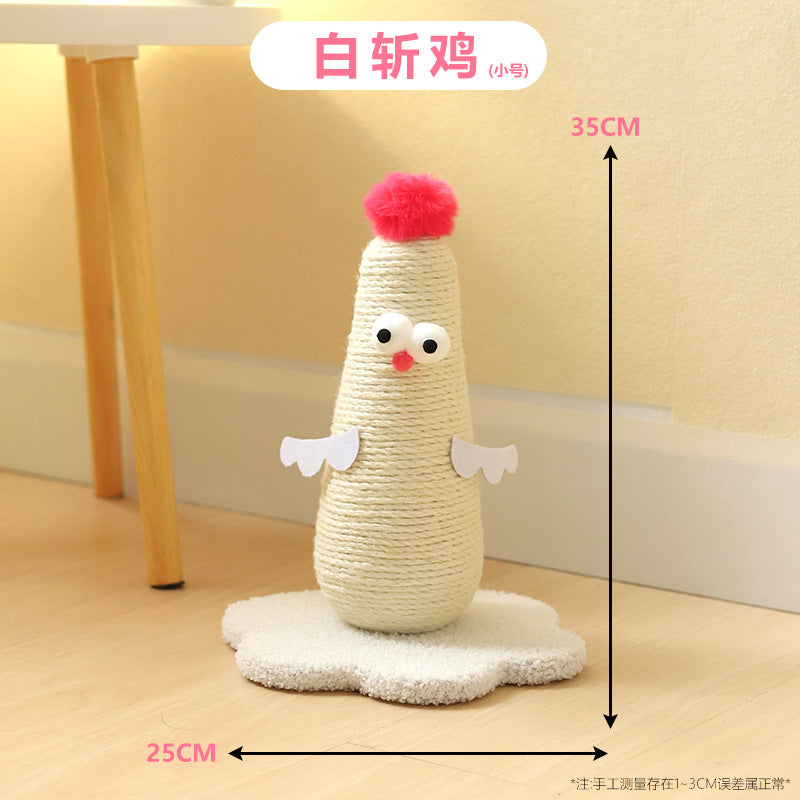 Chicken-shaped sisal claw grinding column, vertical scratch-resistant and non-flaking hemp rope column with grab board. Self-entertaining and boring cat climbing frame Pet supplies