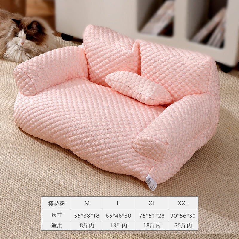 Ice Silk breathable pet sofa bed Suitable for all seasons; Detachable and washable cat beds and dog beds; Cool, breathable, soft and comfortable