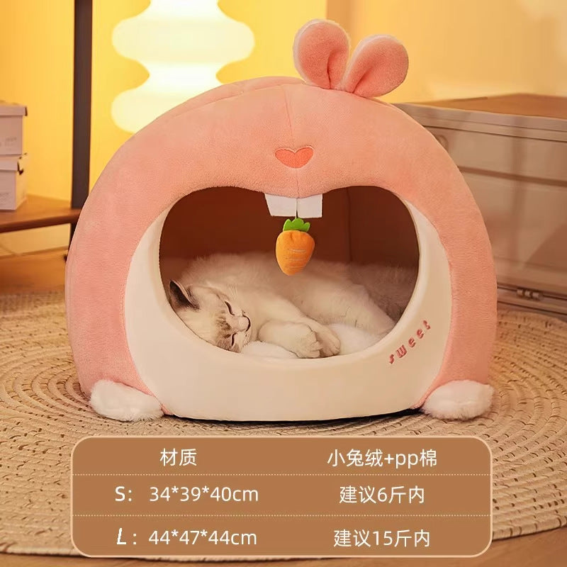 Semi-enclosed cat beds for winter warmth; Thicken the security nest; Cat House The puppy sleeps in a pet bed. Cat tent