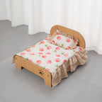 All-season wooden bed for pets; Cute Corgi cat bed sheet; Special moisture-proof design for wooden boards