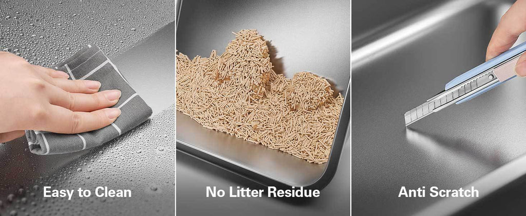 Stainless Steel Cat Litter Box Splash-Proof Large Semi-Enclosed Cat Toilet Pet Cleaning Supplies Open Cat Litter Tray