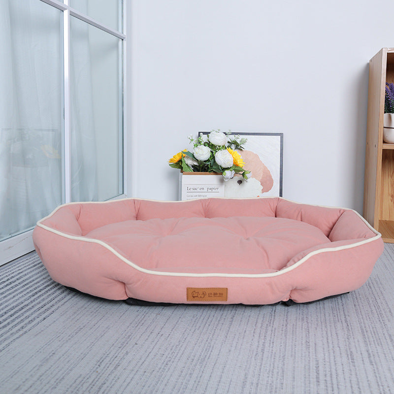 Suede imitation pet bed: A pet bed suitable for all seasons; Anti-slip pet mat Medium-sized dog ingot shaped dog mat; Dog bed pet mat