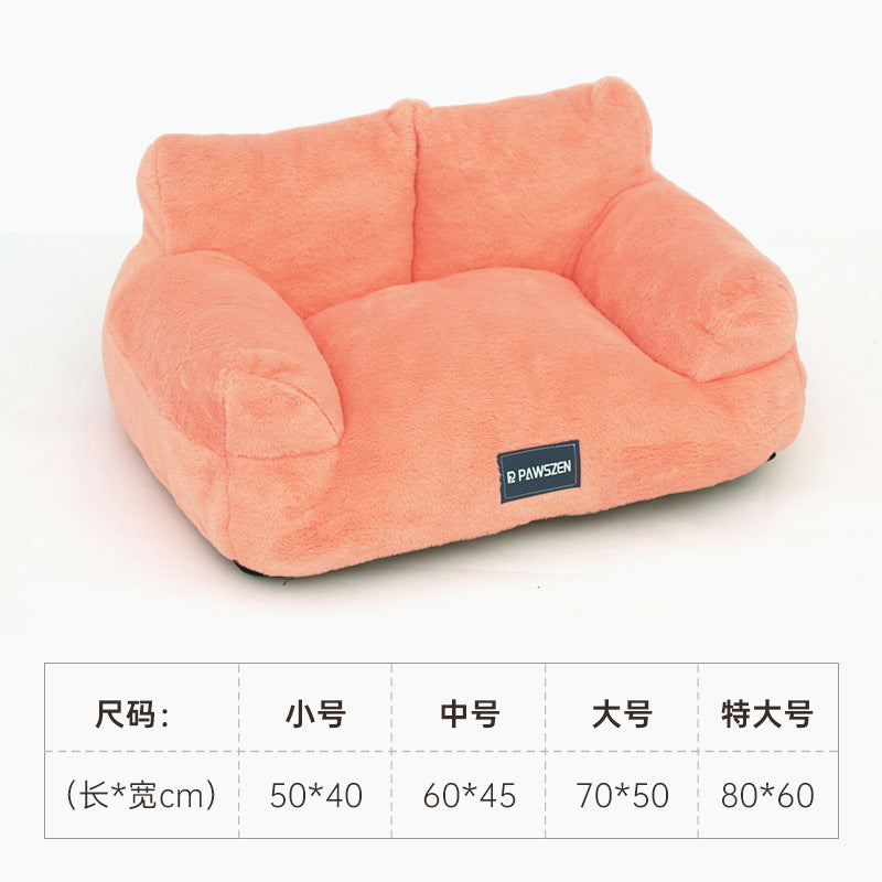 Rabbit fur sofa pet bed: Dog bed, cat bed, warm rabbit fur pet bed; Large detachable pet sofa; Winter dog sofa cat villa