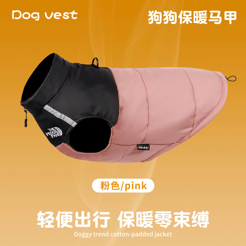 Waterproof reflective pet clothing for autumn and winter ; Dog cotton-padded clothes can pull large dog clothes. Pet clothing