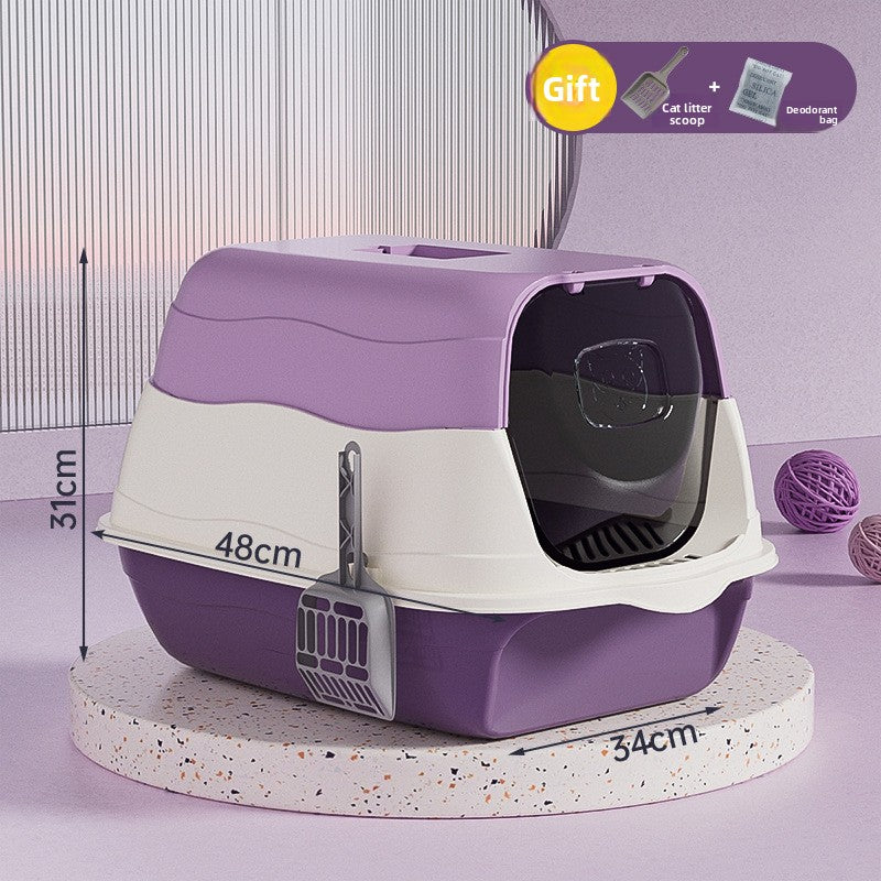 Oversized Litter Box Disinfection Deodorant Fully Enclosed Cat Toilet Litter Box Bason Extra Large Splash-Proof Wholesale