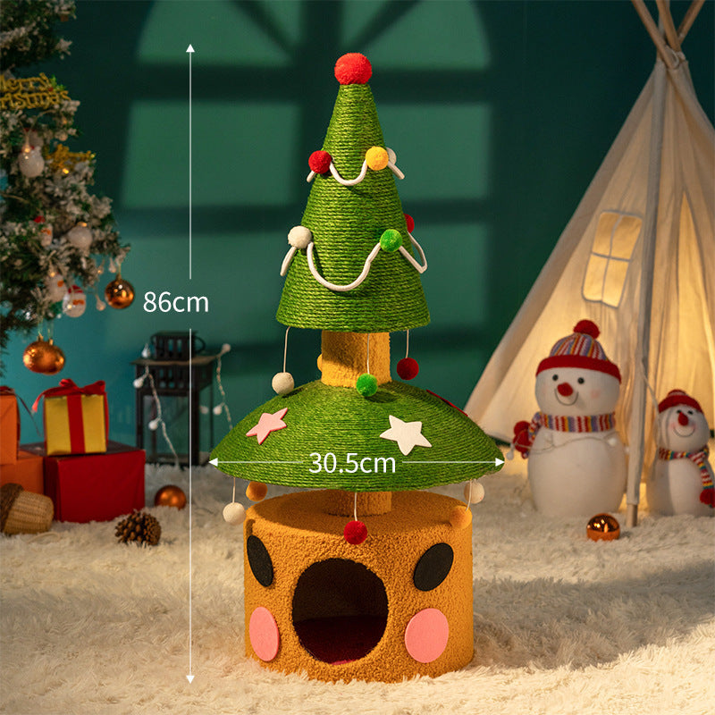 Christmas Tree Sisal Cat Scratching Board Wear-Resistant Non-Shedding Cat Claw Board Cat Climbing Frame Nest Integrated Cat Scratching Post Cat Toy