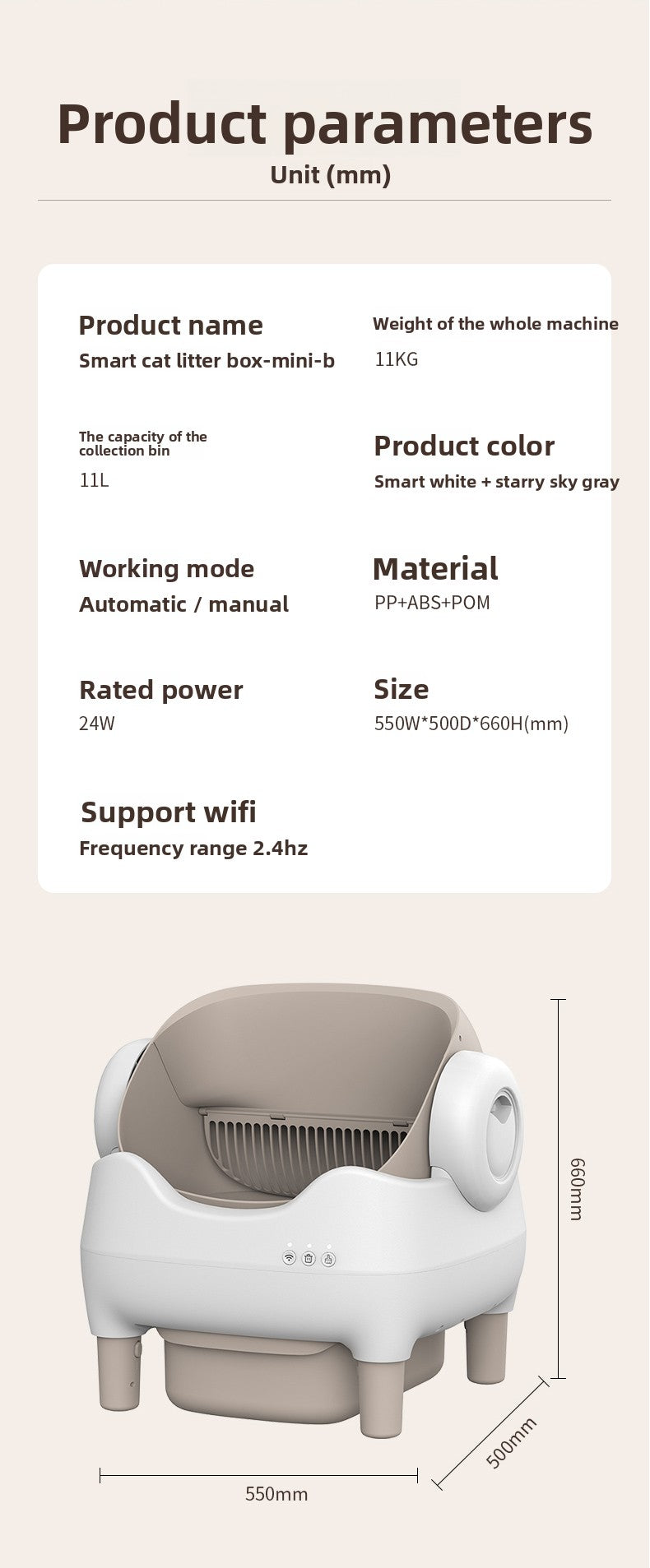 Smart Cat Litter Box Fully Automatic Cat Litter Box Splash-Proof Open Design Easy to Clean Cat Toilet Automatic Scooper