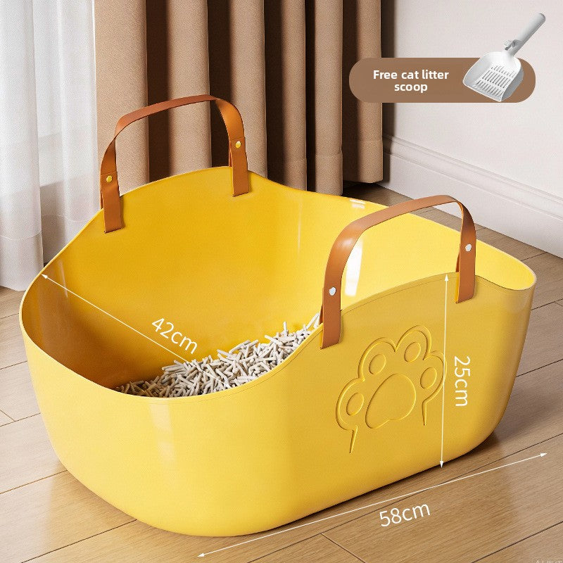 Portable Cat Litter Box Basket Large Car-mounted Cat Litter Box Foldable Portable Cat Toilet Outdoor Carry Splash-proof