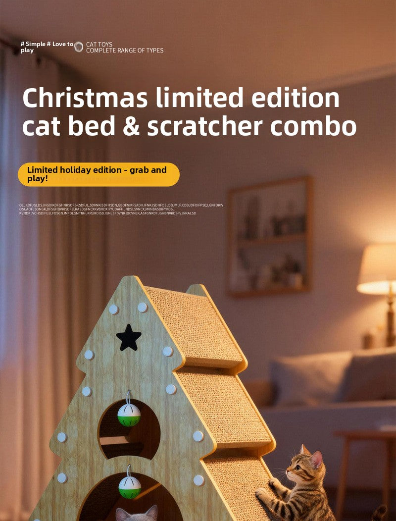 Christmas Tree Cat Scratching Board Cat Toy Corrugated Paper Cat Nest Wear-Resistant Cat Toy Cat Claw Board Non-Shedding All-Season Universal